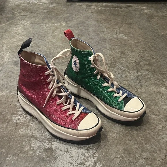 Converse Kids Glitter High-Top Sneakers - Pink and Green - Picture 3 of 4